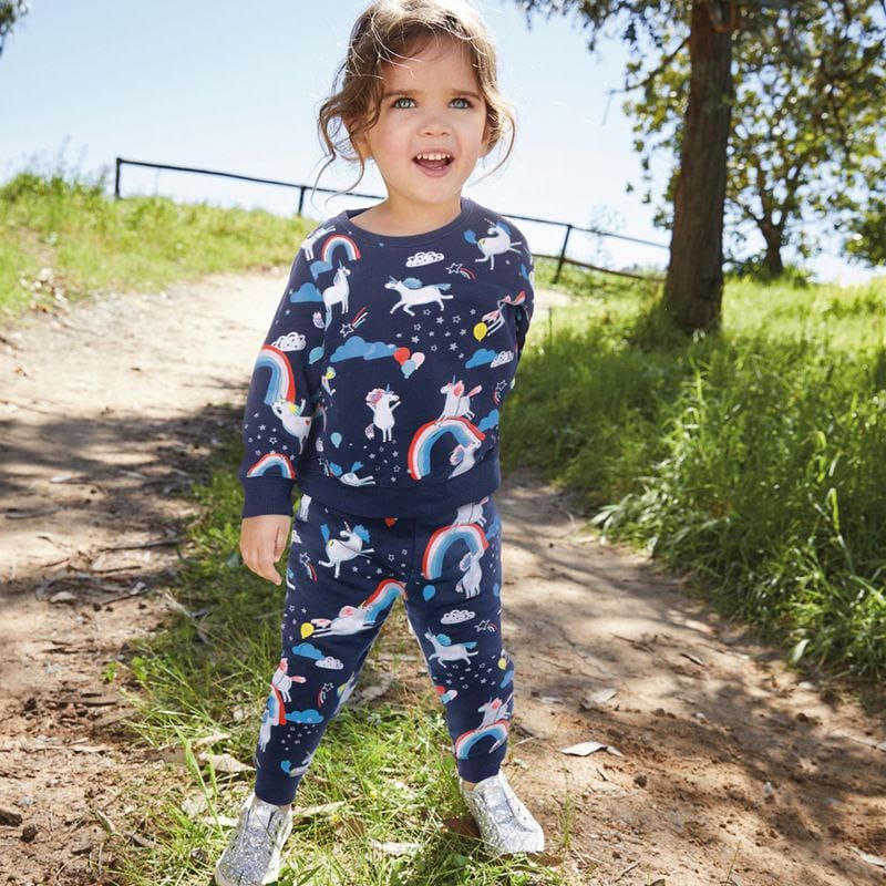 Outfit For Girls Cotton Set Rainbow Design Size 4-7y