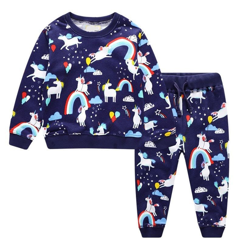 Outfit For Girls Cotton Set Rainbow Design Size 4-7y