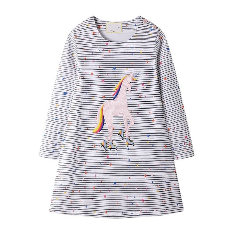 Long Sleeve Cotton 100% Dress Roller Unicorn Design Size 2y