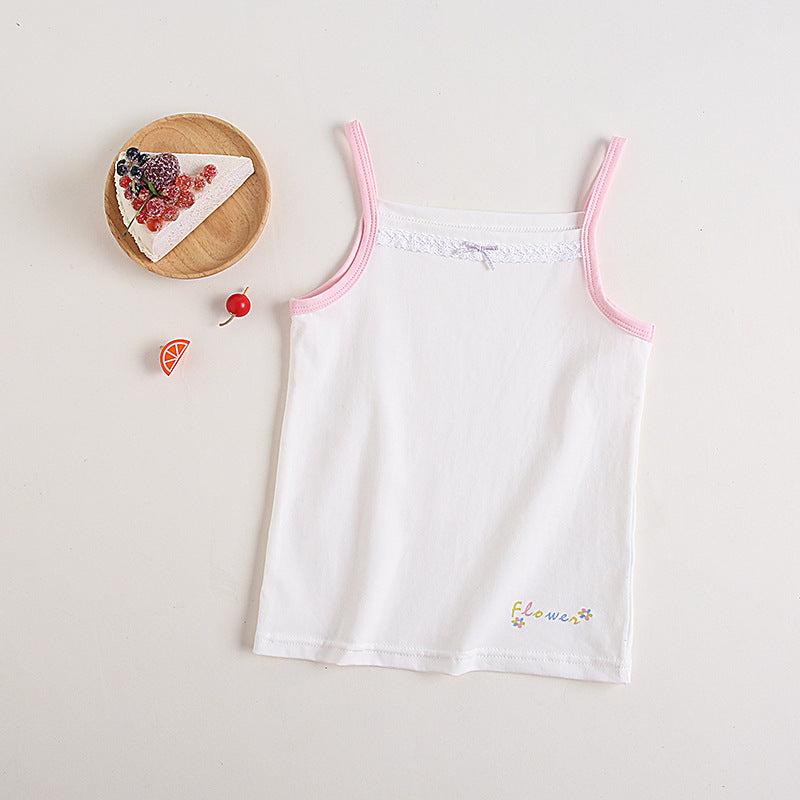 T Cotton Tank Undershirts for Kids Toddler Lace Soft Spaghetti Strap Bottoming Shirt 3-12y