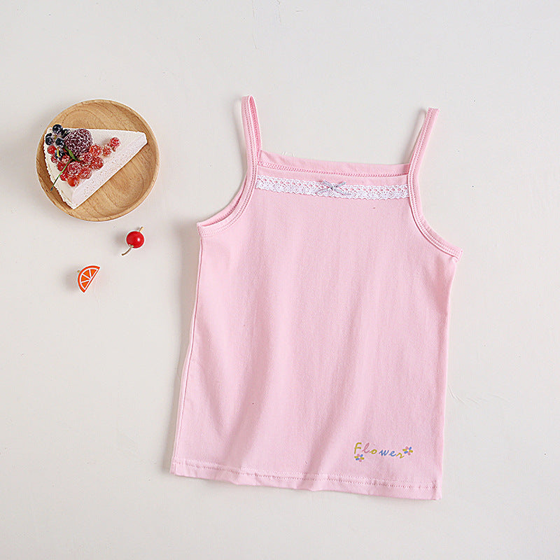 T Cotton Tank Undershirts for Kids Toddler Lace Soft Spaghetti Strap Bottoming Shirt 3-12y