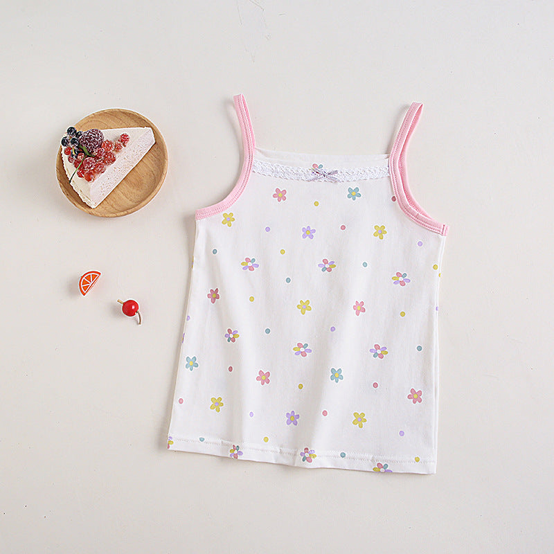 T Cotton Tank Undershirts for Kids Toddler Lace Soft Spaghetti Strap Bottoming Shirt 3-12y