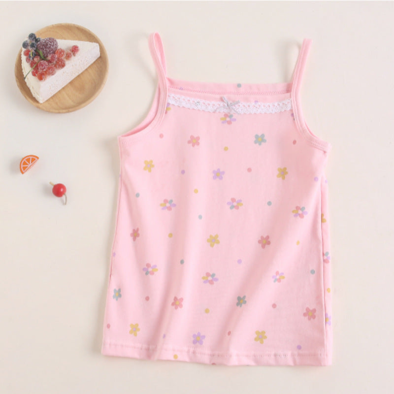 T Cotton Tank Undershirts for Kids Toddler Lace Soft Spaghetti Strap Bottoming Shirt 3-12y