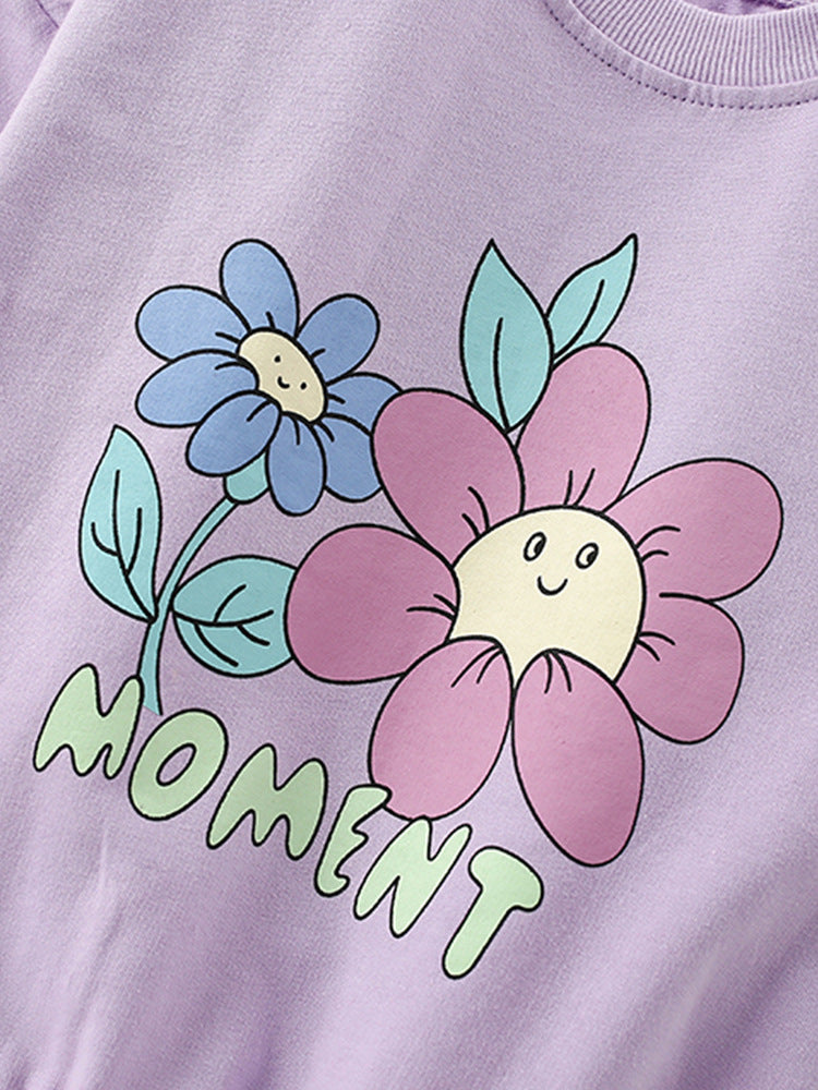 Flower Design Cotton Sweater Size 1-8y