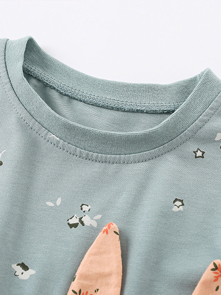 Outfit For Girl Cotton 100% Rabbit Design Size 6-7y