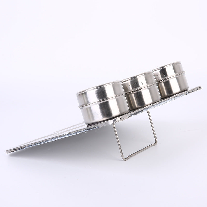 Set Of 9 Stainless Magnetic Spice Jars