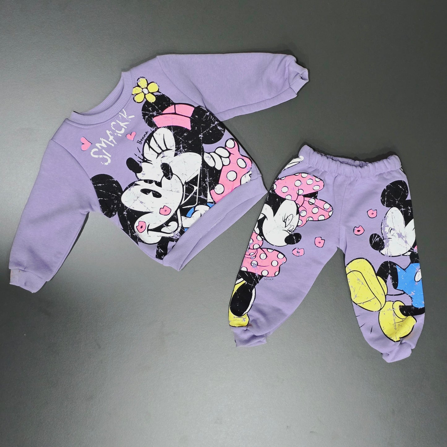 Warm Outfit With Fleece Minnie &Mickey Mouse Design Size 3-4y