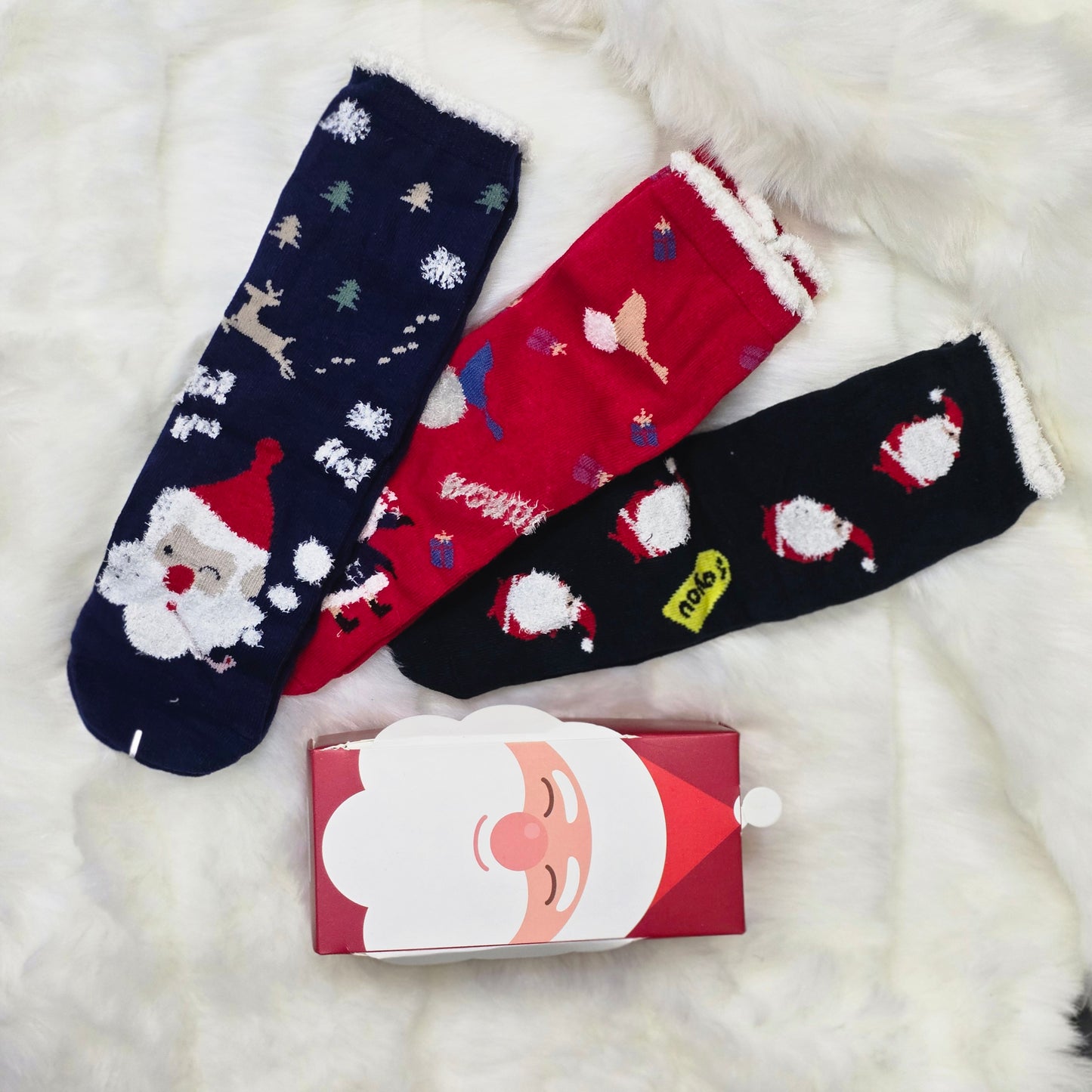 Christmas Socks With Gift Box 3pcs 3-10y