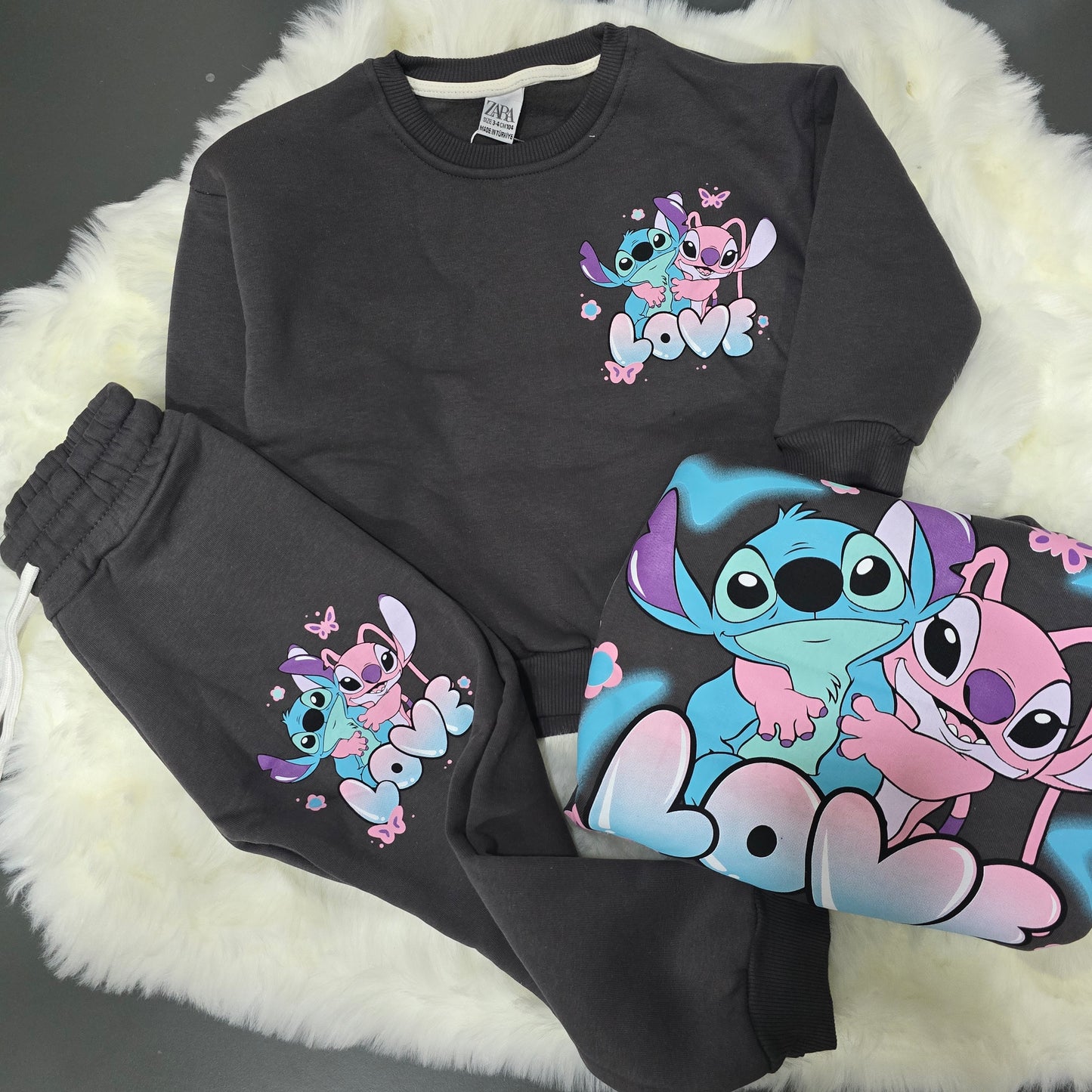Outfit Dark Grey Fleece Stitch Design 5-6y