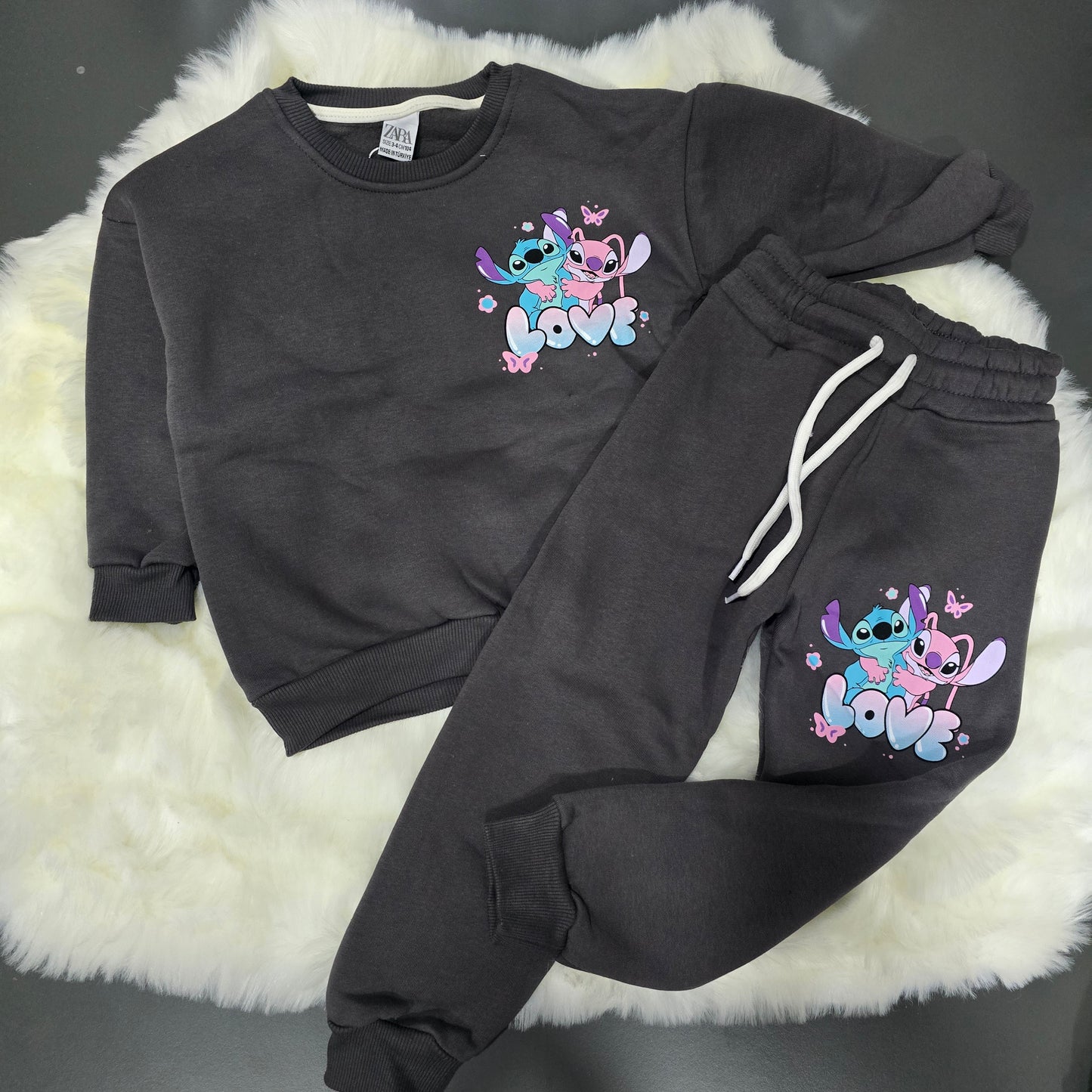 Outfit Dark Grey Fleece Stitch Design 5-6y