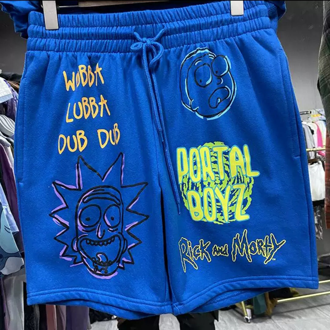 Rick and Morty Set 100%Cotton Tshirt With Fleece Short Size S-L