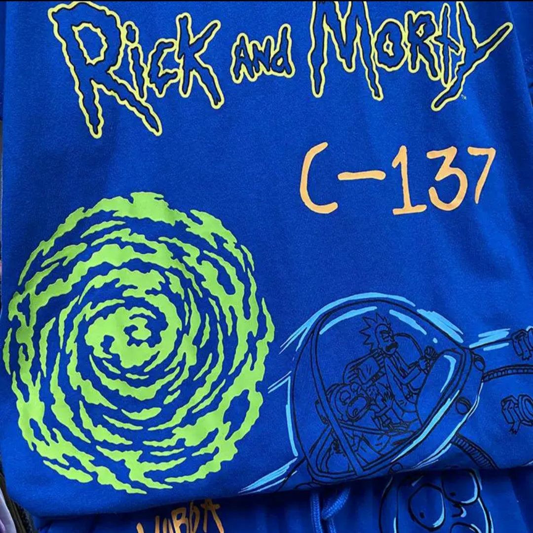 Rick and Morty Set 100%Cotton Tshirt With Fleece Short Size S-L