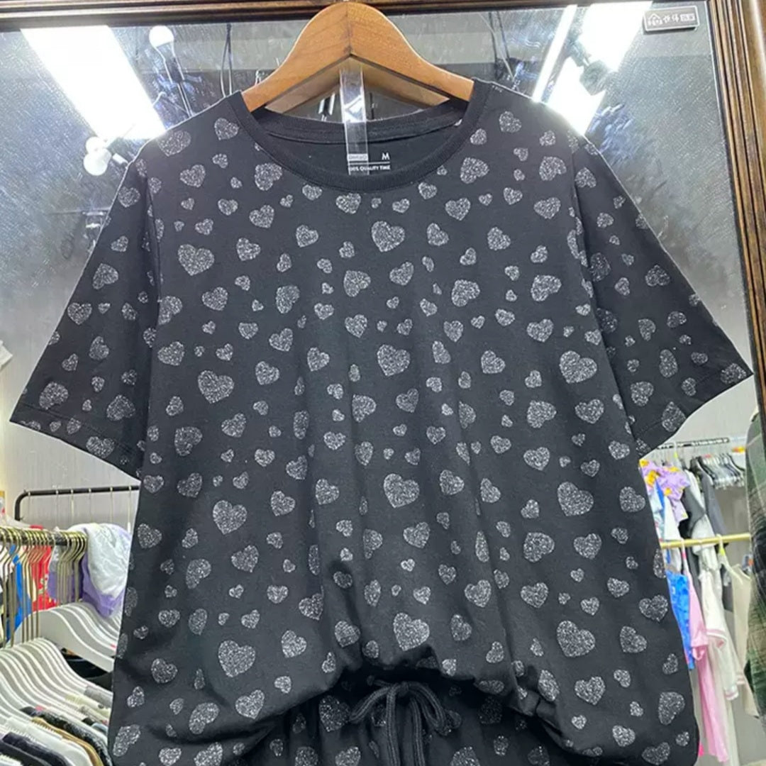 Very Nice Shiny Heart Set Cotton For Women Size XS-L