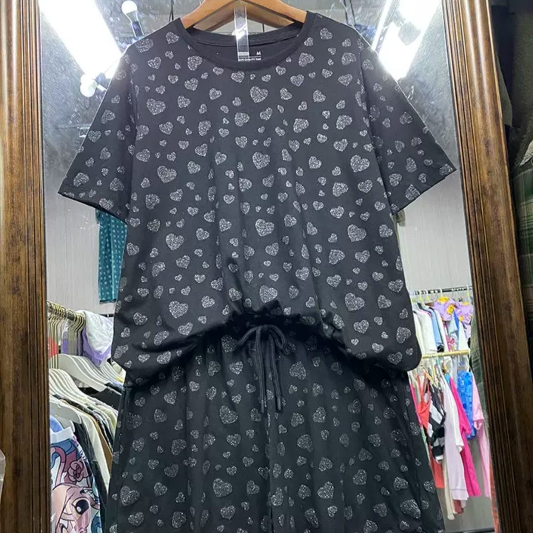 Very Nice Shiny Heart Set Cotton For Women Size XS-L