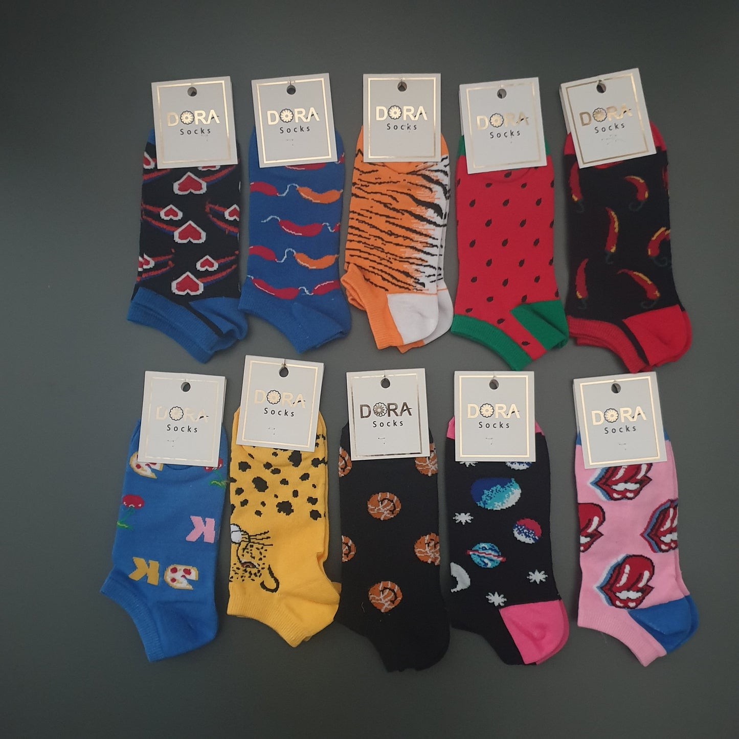 Short Socks Cotton With Design Size 36-40