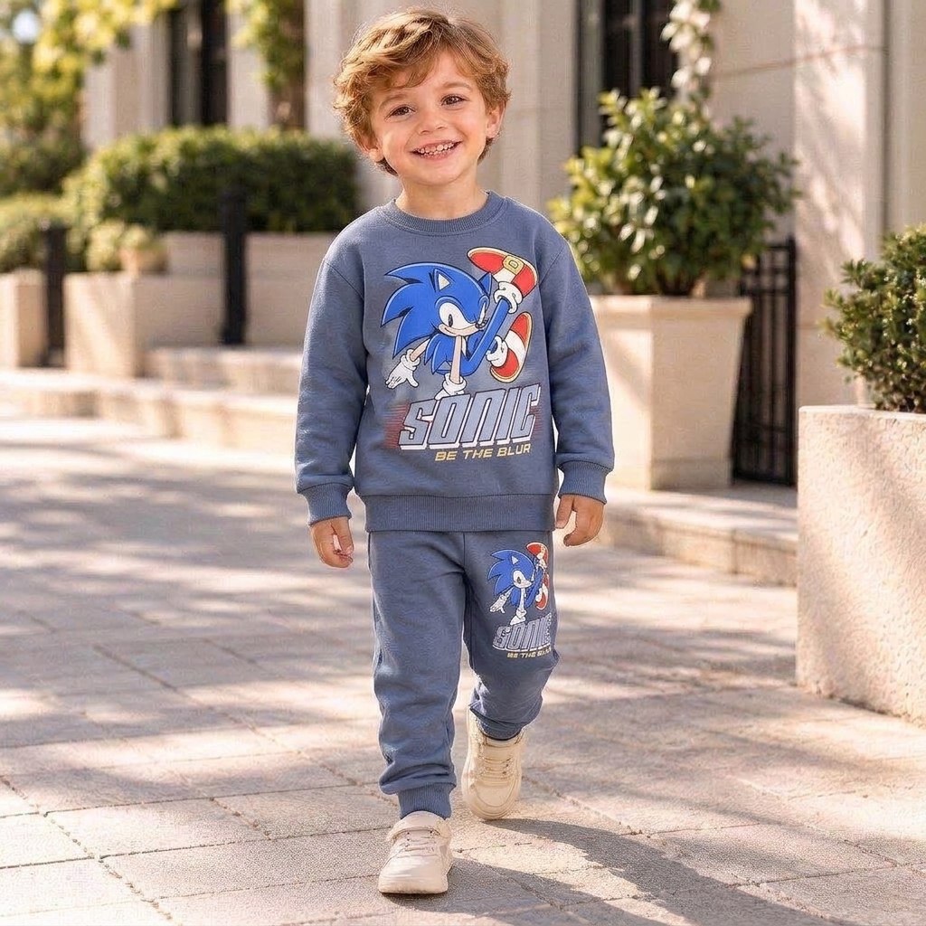 Kids’ Grey Sonic Fleece Outfit Set / 3–10Y