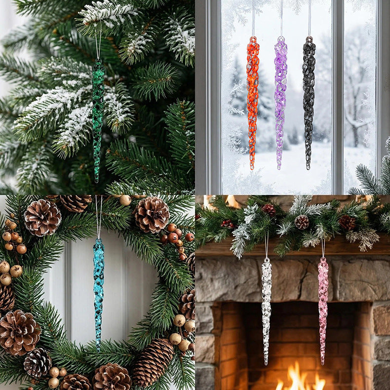 Transparent Crystal-Look Christmas Icicle Ornaments | 12 Pcs | 13cm