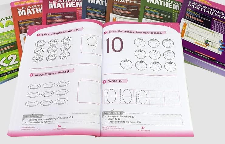 9 Pieces Math Book for Learning Math Grade 1-6 for Kids in Kindergarten and Primary School