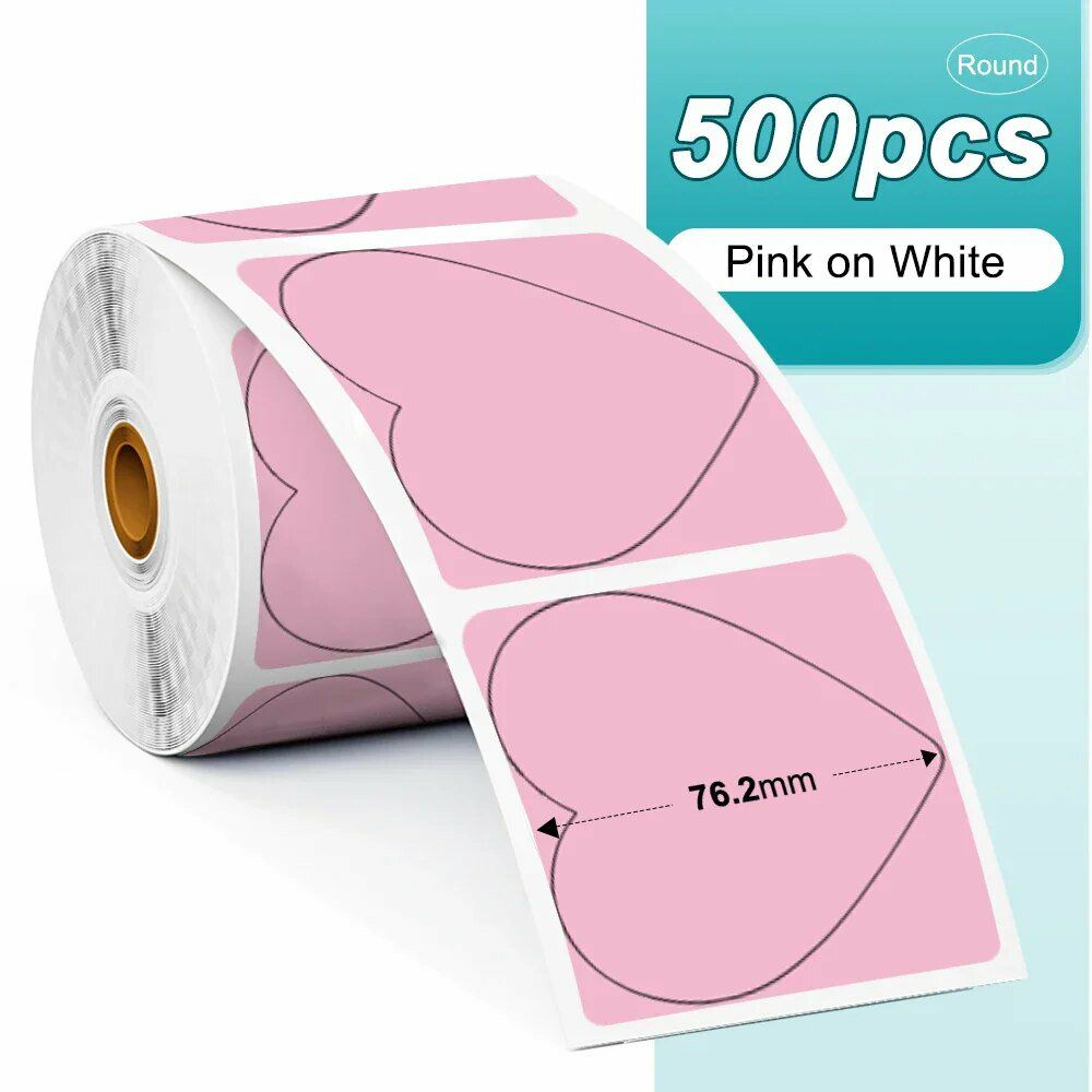 Phomemo Label Sheet Pink Heart Design 76.2cm