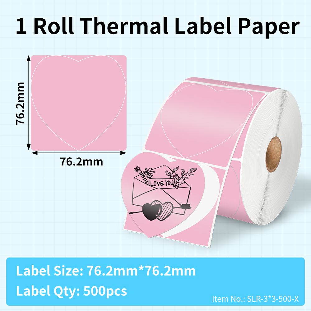 Phomemo Label Sheet Pink Heart Design 76.2cm