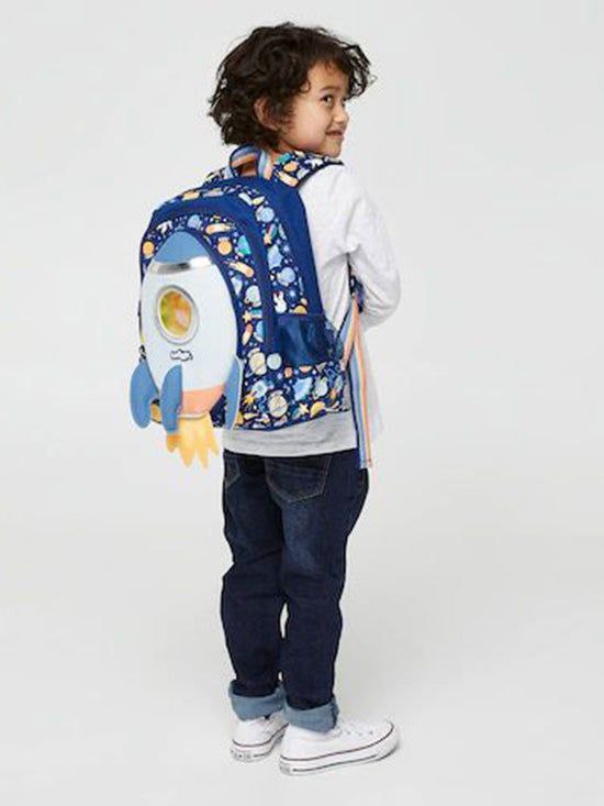 Smiggle Small Backpack Blue Rocket Space Design 38cm KG1-KG3