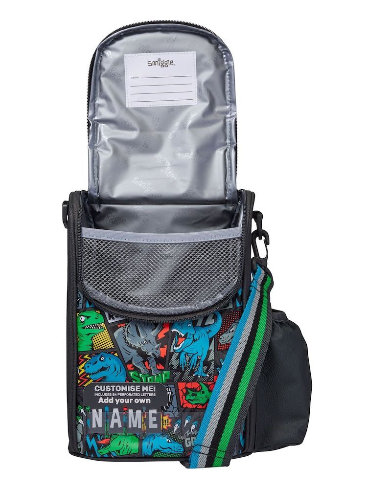 Smiggle lunch Bag | Shoulder Straps | Green Dinosaur | 26×18×12cm