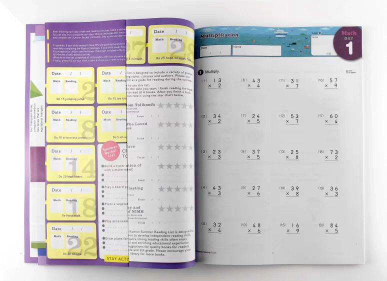 Kumon Summer Review & Prep Grade 2-5 Book For Kids