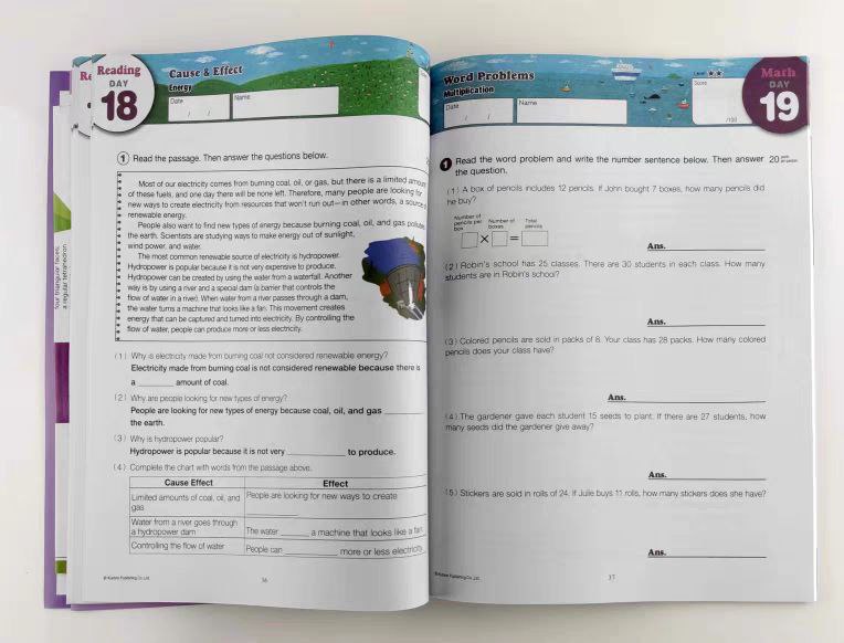 Kumon Summer Review & Prep Grade 2-5 Book For Kids