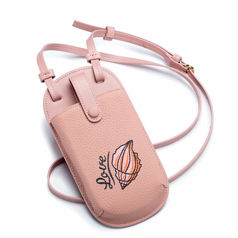 Pure Leather Pink Crossbody phone Bag For Women