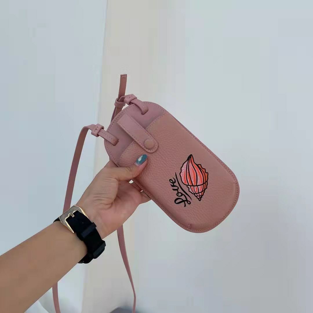 Pure Leather Pink Crossbody phone Bag For Women