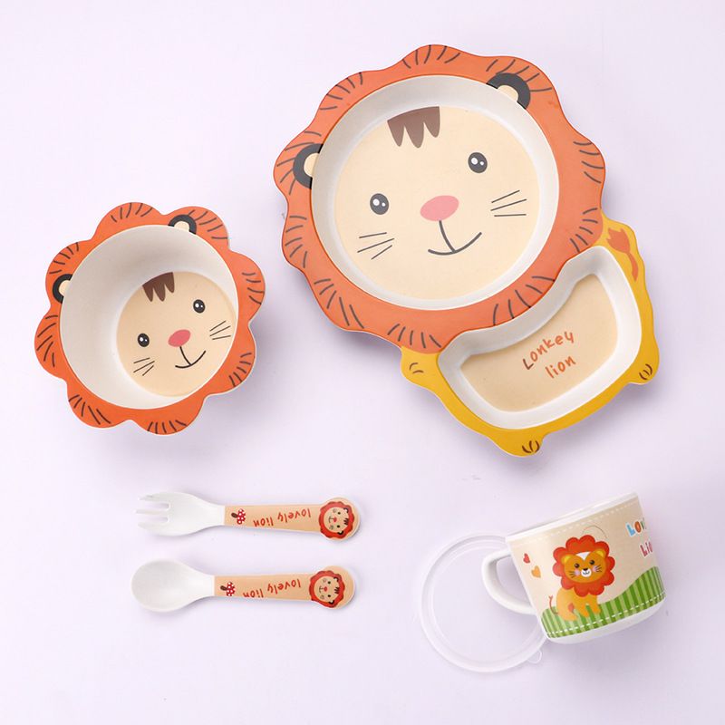Kids Dinnerware Set - Children Dishes 100% Bamboo Fiber