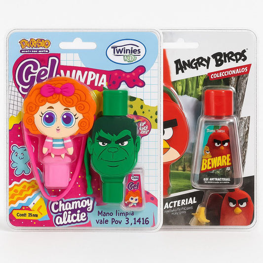 Hand Gel Antibacterial Cartoon Character Set Of 2 Gel & 1 Bottle Holder