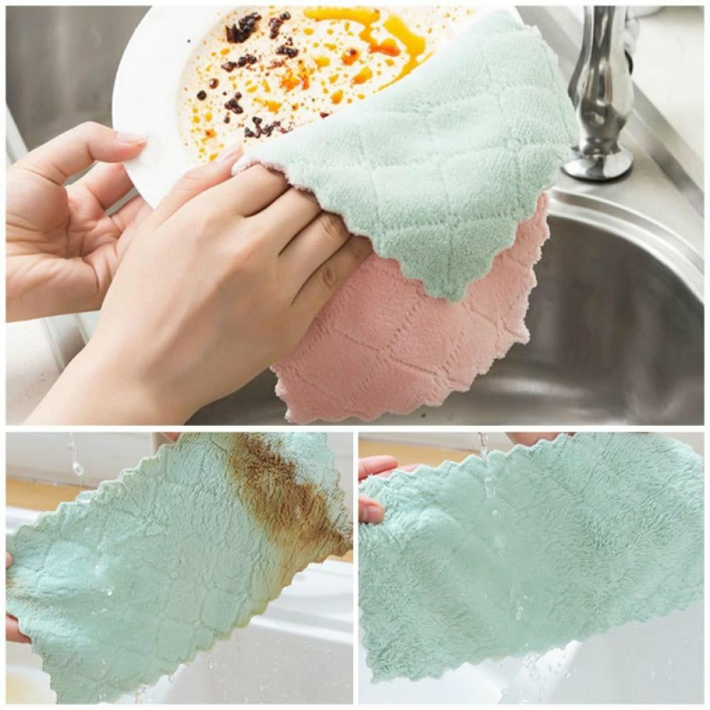 Absorbent Microfiber Dish Cloth Washable Towel 3pcs