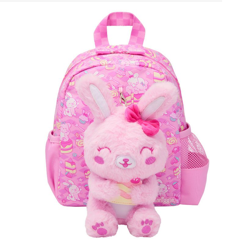 Smiggle Rabbit Design 4pcs Set Backpack 26cm Lunch Bag Case Bottle