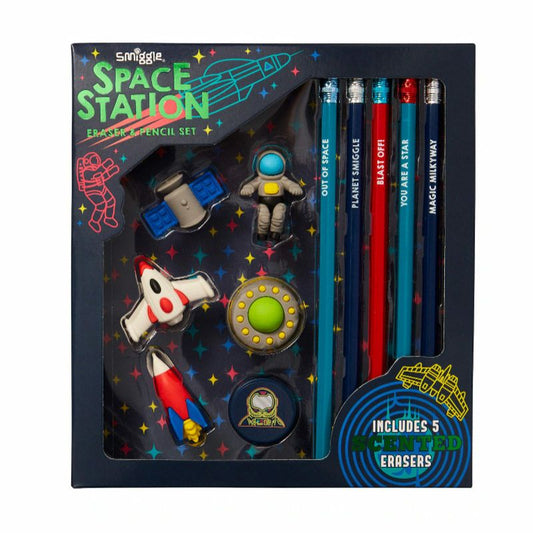 Smiggle Eraset & Pencil Set Space Design