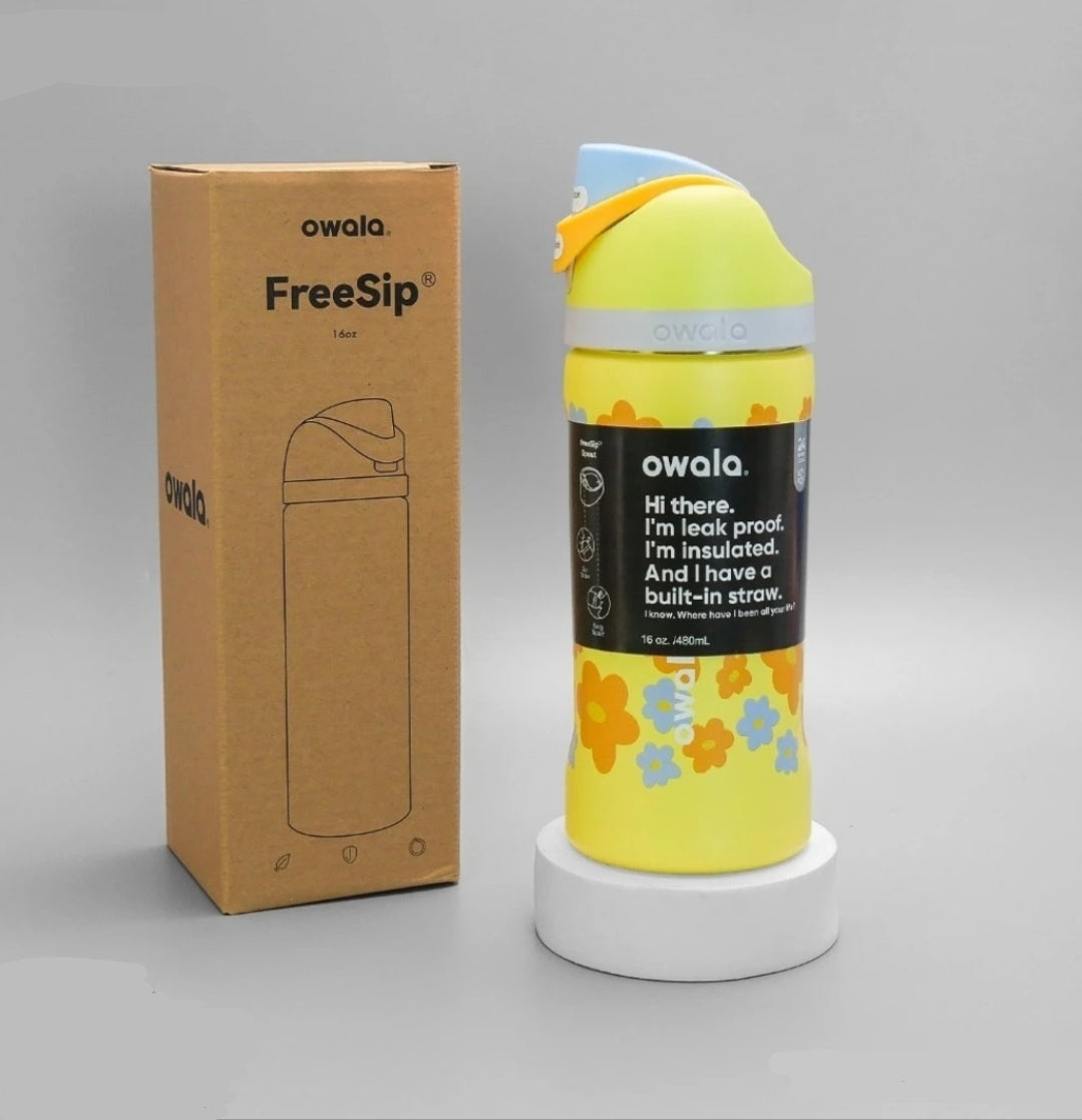 Owala Bottle Stainless Steel Free Sip Leak-proof Yellow Flower | 16oz | 480ml - 24oz | 710ml
