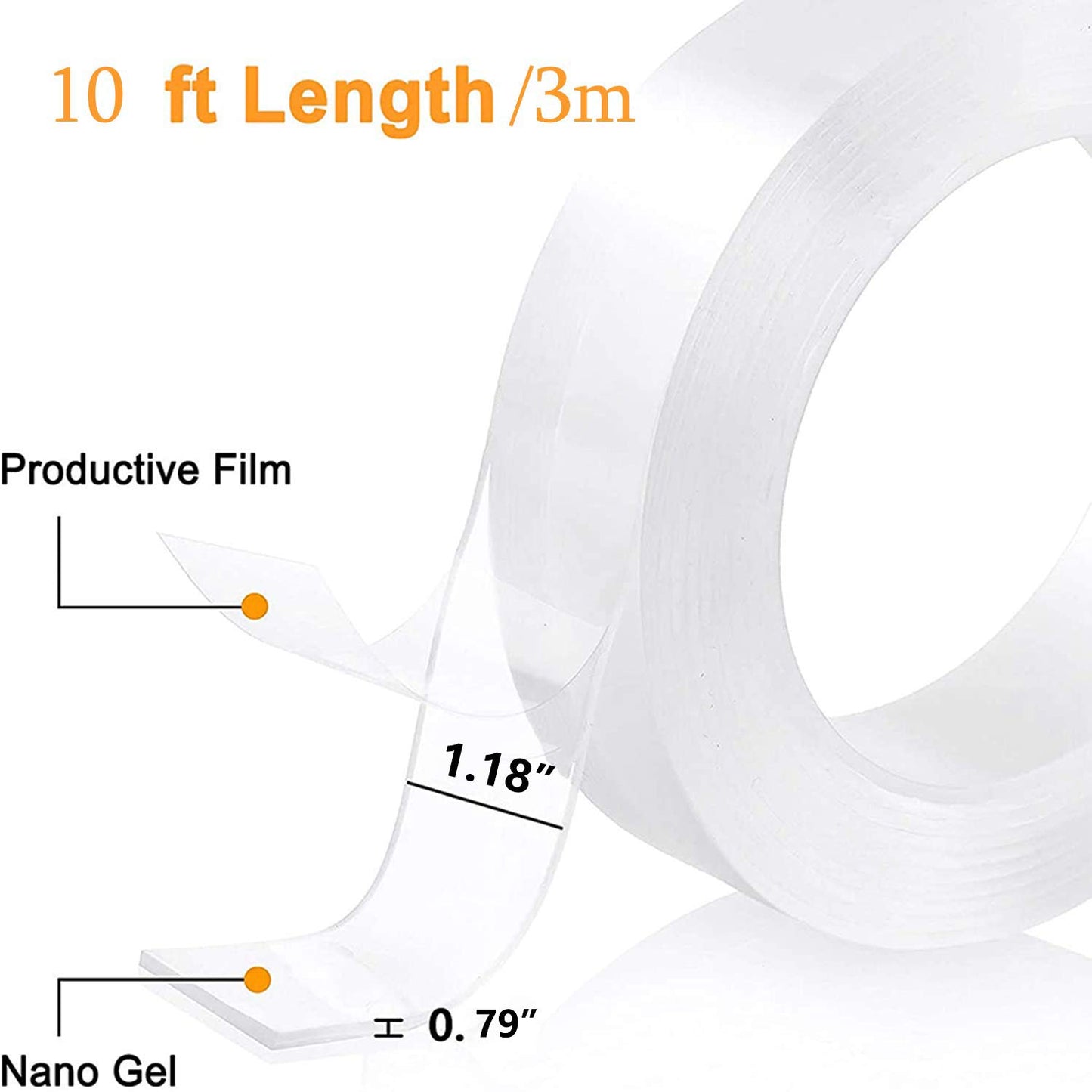 Double Sided Tape Transparent Traceless Multifunctional 5m