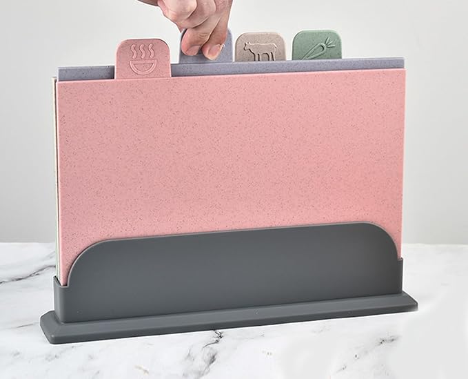4 Pieces Chopping Board Set With Storage Holder