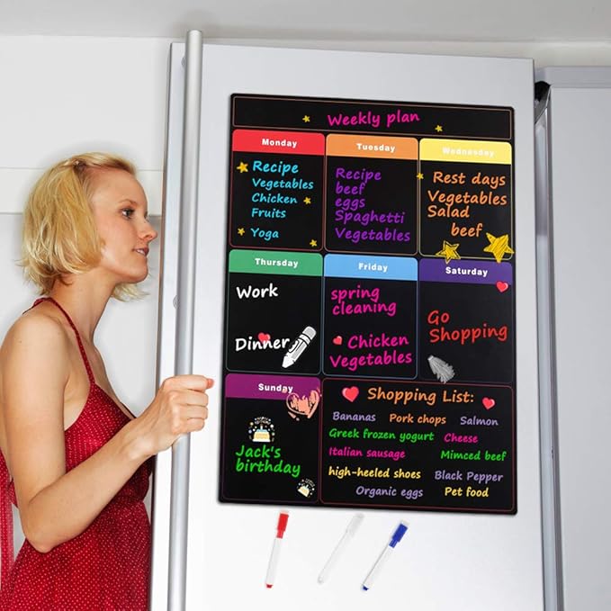 Magnetic Fridge Planner Weekly Planner Shopping List and Calendar for Family Organization