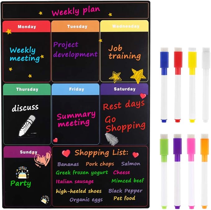 Magnetic Fridge Planner Weekly Planner Shopping List and Calendar for Family Organization