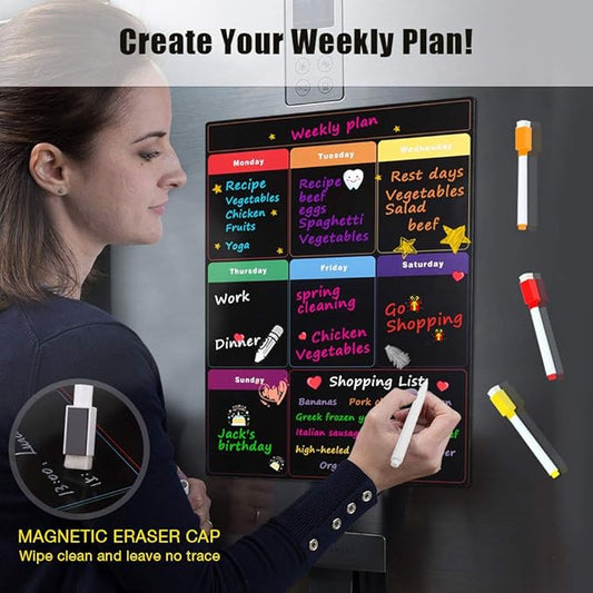 Magnetic Fridge Planner Weekly Planner Shopping List and Calendar for Family Organization