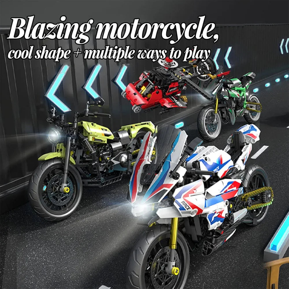 2-in-1 Technic Racing Motorcycle Model,Motorcycle Construction Toy Compatible with Lego - 545 Parts