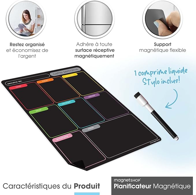 Magnetic Fridge Planner Weekly Planner Shopping List and Calendar for Family Organization