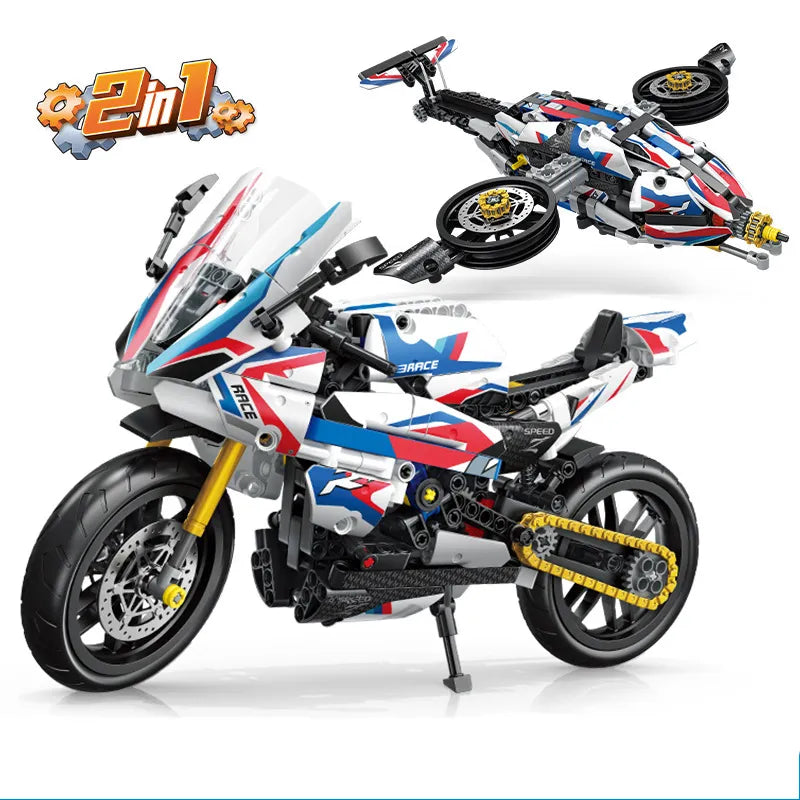 RiceBlock Motorcycle Building Blocks Set for Boys, Realistic Design, Ideal Gift