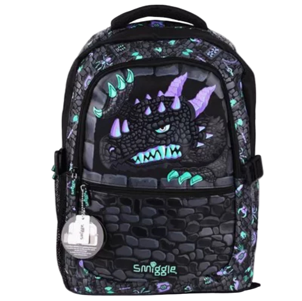 Smiggle Backpack Boys Black Dinosaur Large Capacity Cartoon Shaped Bag 43cm
