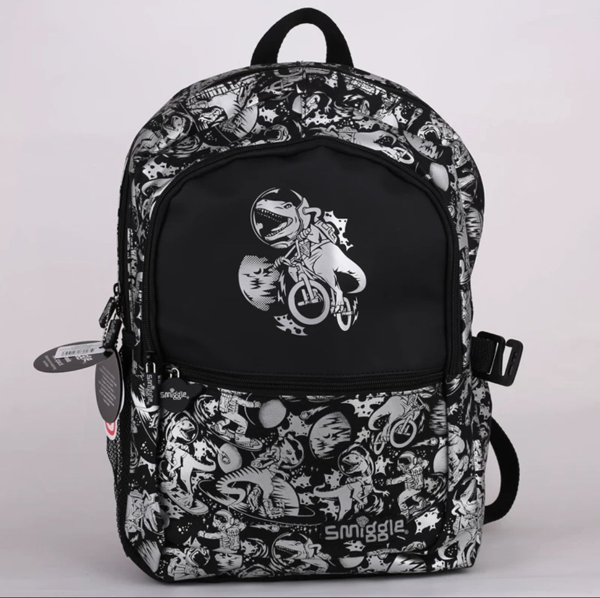 Smiggle Backpack Schoolbag Boy Greyblack Dinosaur Large Capacity Cartoon Shaped Bag 43cm G1-G3