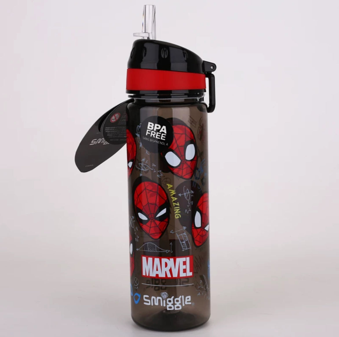 Smiggle Spider Man Drink Up Plastic Drink Bottle 650 ml 24cm