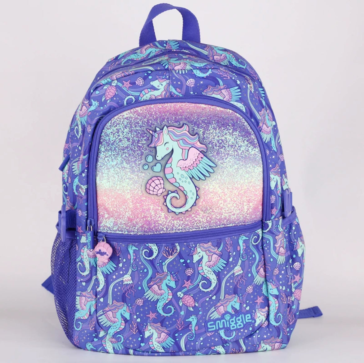 Smiggle Backpack Blue Seahorse | (G1-G3) | 42cm