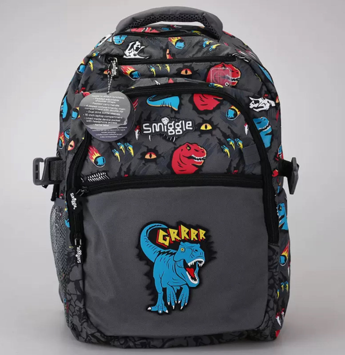 Smiggle Wonder Backpack School Bags High Quality For Boys with Dinosaur Design 43cm