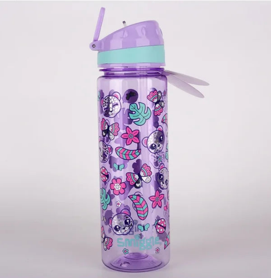 Smiggle Bottle 650ml Purple Leopard Design 24cm
